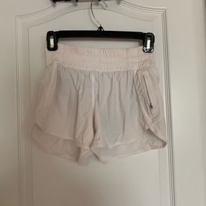White Lululemon Tracker shorts